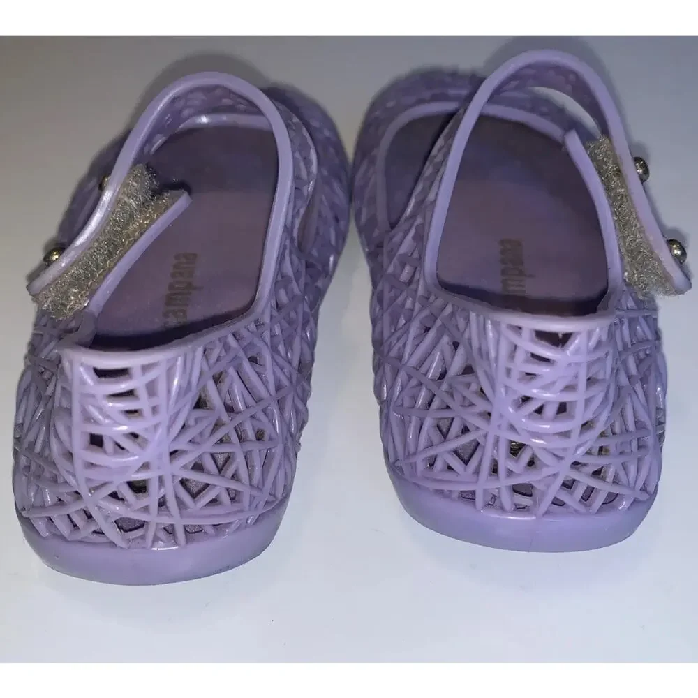 Mini Melissa Campana Zig Zag Girls Size 6 Purple Jelly Mary Jane Shoes